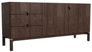 Tmavohnedá nízka komoda v dekore duba 160x73 cm Arun – Unique Furniture