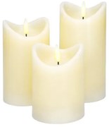 Solight Sada LED sviečok z prírodného vosku, 3 ks, 3x AAA