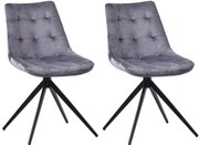 Set 2 jedálenských stoličiek Merna - zamat - tmavo šedá