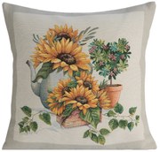 GOBELÍNOVÁ DEKORAČNÁ OBLIEČKA NA VANKÚŠ NATUR 45X45 CM KVETY