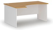 Ergonomický kancelársky písací stôl PRIMO WHITE, 160x120 cm, ľavý, biela/buk
