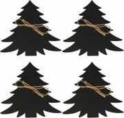 Vrecko na príbory X-Mas Tree čierna, sada 4 ks