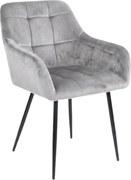 Sivé jedálenské kreslo LOREN VELVET s čiernymi nohami