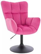 LuxuryForm DESIGN Kreslo AURORA VELUR na čiernom tanieri - tmavo ružové