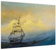 Obraz - Maľba lode na mori (70x50 cm)