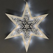AMADEA Drevená svietiaca dekorácia hviezda s LED osvetlením, 35 cm