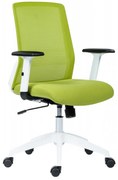 Kancelárska ergonomická stolička NOVELLO WHITE — sieť / látka, biela / zelená