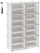 Modulárny botník Lux s 8 dvierkami číry/biely