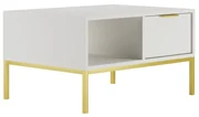 Konferenční stolek Austin 80 cm bílá/zlatá