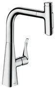 Drezová batéria Hansgrohe Metris s vyťahovacou spŕškou, 2 prúdy chróm 73817000