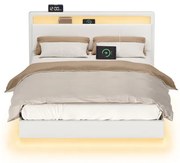 Manželská postel s LED osvetlením a nabíjacou stanicou 140x200 cm RMB864W01