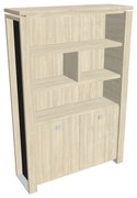 Vysoká skriňa Verno+ S 140 x 46 x 210 cm, s regálom, agát / čierna