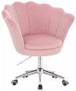 LuxuryForm DESIGN Kreslo FREY VELUR na striebornej podstave s kolieskami - ružové