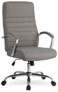 Vintino kancelárska otočná stolička LEONARD siva s chrómovými nohami a vysokým operadlom