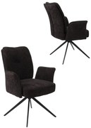 Otočná jedálenská stolička Stanley, čalúnená, čierna