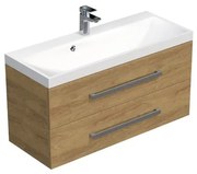 Kúpeľňová skrinka s chrómovými úchytmi a umývadlom SAT Cube Way 100x53x40 cm dub Hickory mat CUBE2100ZDH