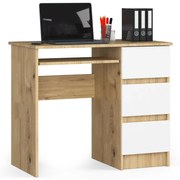 Psací stůl A-6 90 cm dub artisan/bílý pravý