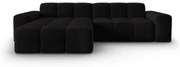 Čierna zamatová rohová pohovka (ľavý roh) Kendal - Micadoni Home