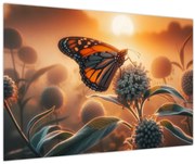 Obraz – Motýľ v zapadajúcom slnku (90x60 cm)