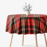 Goldea okrúhly obrus 100% bavlnené plátno - červené káro Ø 100 cm