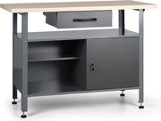 Pracovný stôl do dielne G1, 840 x 1200 x 600 mm, 1 skrinka, 2 police