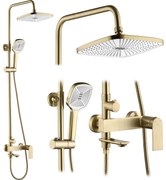 Rea Storm, sprchová súprava s vaňovou výlevkou, ručnou a hlavovou sprchou, zlatá matná, REA-P9536