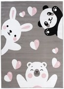Detský koberec PINKY DE78A Bear Panda Rabbit sivý