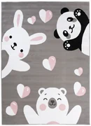 Detský koberec PINKY DE78A Bear Panda Rabbit sivý