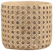 Hnedý obal na kvetináč s prúteným vzorom Corte - Ø 13,5*11,5cm