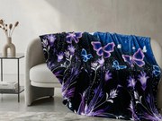 Mikroplyšová deka VIOLET BUTTERFLY tmavomodrá Rozmer: 200 x 220 cm
