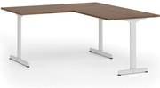 Kancelársky stôl PRIMO BETA L, 160x180 cm, biela podnož, orech