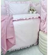 INTERMEDIC SK Posteľná obliečka do postieľky Ružová s volánikom 90x130 / 45x65 cm – 100% bavlna, romantický dizajn, zips