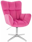 LuxuryForm DESIGN Otočné kreslo AURORA VELUR na striebornom kríži - tmavoružové