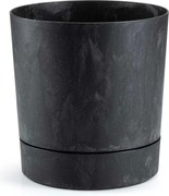 Květináč s podmiskou AZALEA 17,5 cm černý beton
