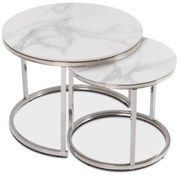 PROXIMA.store - Dizajnový konferenčný stolík CONNY FARBA: biely mramor, FARBA NÔH: strieborná