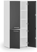 Kancelárska policová skriňa PRIMO WHITE, polené dvere, 800 x 500 x 1781 mm, biela/grafit