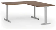 Kancelársky stôl PRIMO BETA L, 1600 x 1800 mm, sivá podnož, orech