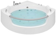 Vírivá rohová vaňa s LED osvetlením 187 x 136 cm biela MANGLE Beliani