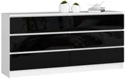 Komoda Rollo V 160 cm biela/čierna lesklá