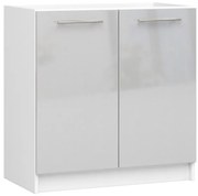 Spodná kuchynská skrinka pod drez OLIWIA S80 biela / metalická, lesk