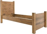 Rustikálna jednolôžková drevená posteľ z masívu, 90x200x130 cm