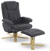 Otočné polohovacie kreslo ROGER + taburet — látka, sivá