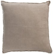 Zelený opraný ľanový vankúš so strapcami Stonewashed - 45*10*45 cm