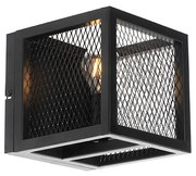 Priemyselná nástenná lampa čierna s mriežkou - Cage