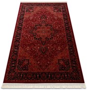 Koberec ORIENT Y307 so strapcami, rám / ornament / klasický, bordový / čierny