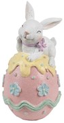 Dekorácia králik s mašľou na ružovom vajíčku - 9*9*17 cm