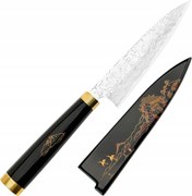 Takeshi Saji Art Fuji On Lake Kovaný R-2 Japonský univerzálny nôž 13 cm a Saya