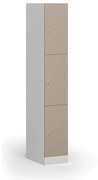 Šatníková skrinka s úložnými boxmi, 3 boxy, 1850 x 300 x 500 mm, cylindrický zámok, béžové dvere