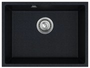 Sink Quality Crypton 60, kuchynský granitový drez 535x400x205 mm + chrómový sifón, čierna škvrnitá, SKQ-CRY.B.1KBO.60.X