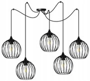 Závesné svietidlo Toronto Spider, 5x čierne drôtené tienidlo